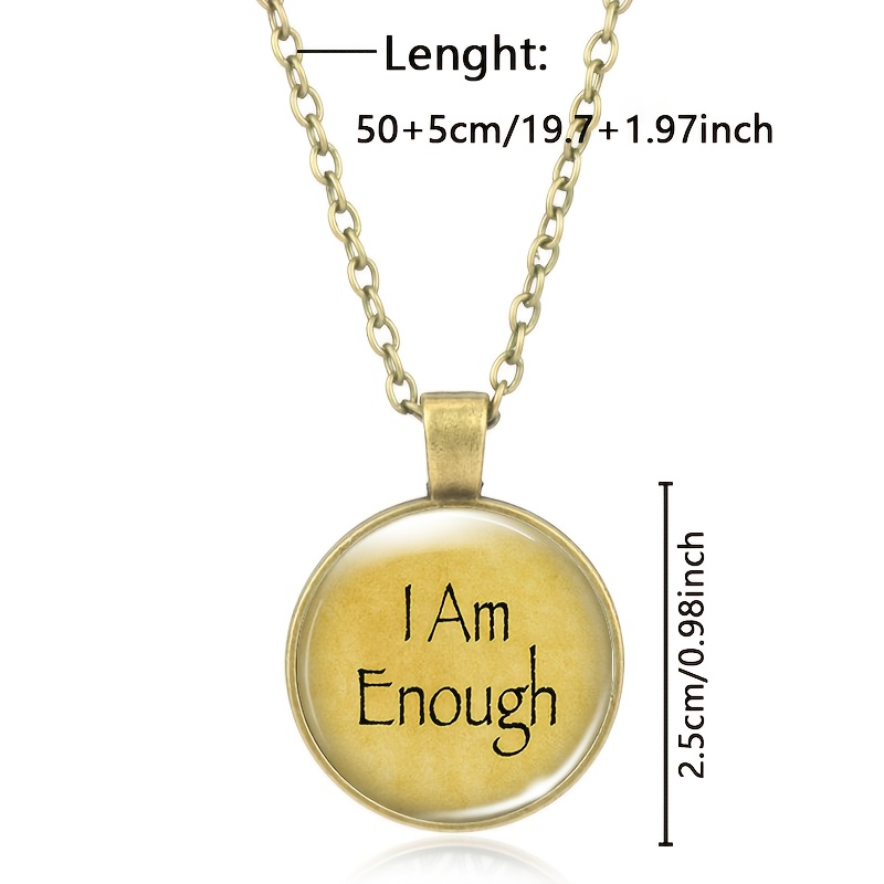 Inspirational "I Am Enough" Round Pendant Necklace